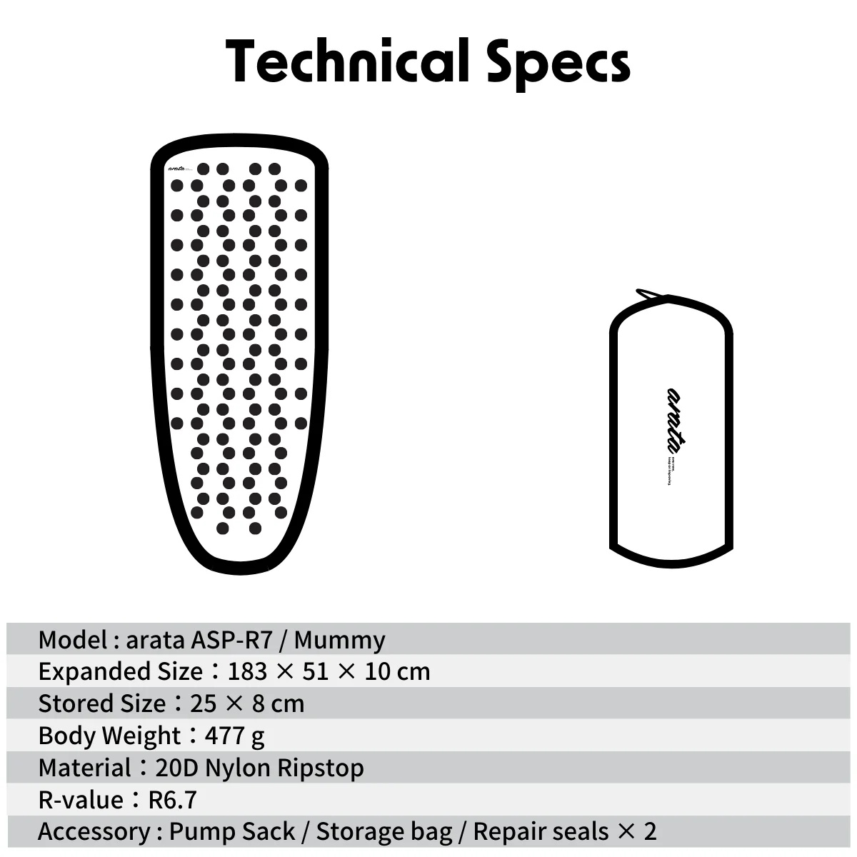 ASP-R7 Mummy(R値6.7 / -30℃環境対応)【arata】