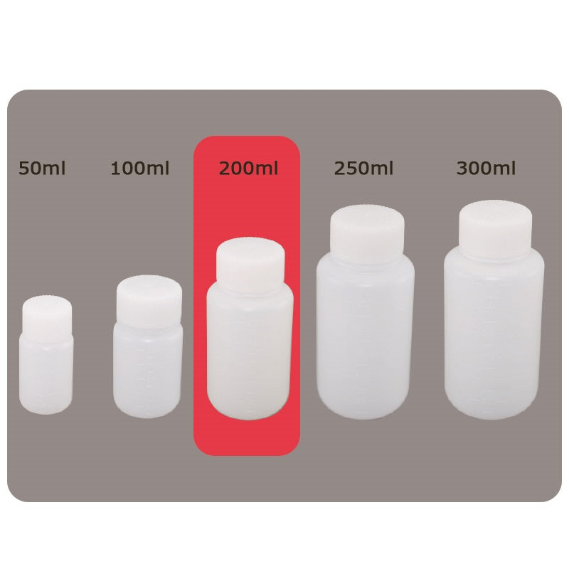 広口ポリ丸ボトル 200ml(アルコール燃料持ち歩き用)【EVERNEW】