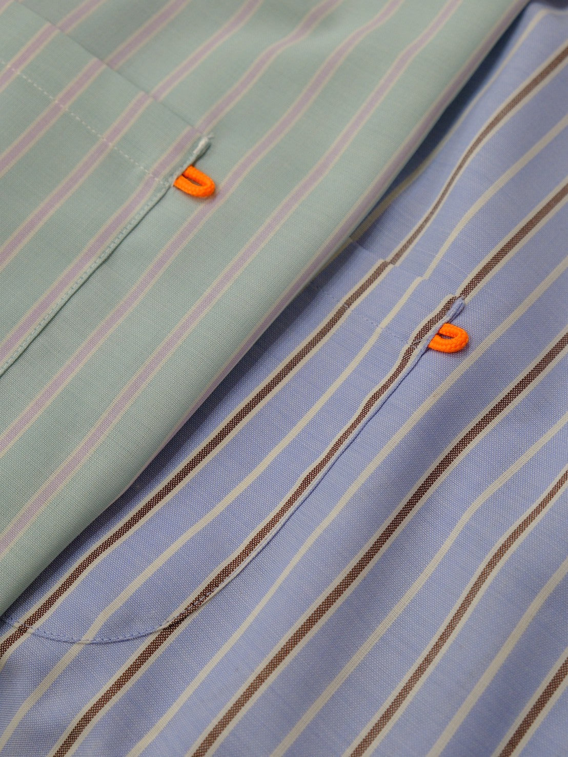 woolenストライプシャツ(バンドカラー/ウール混オリジナルシャツ)【SANKAKU STAND】