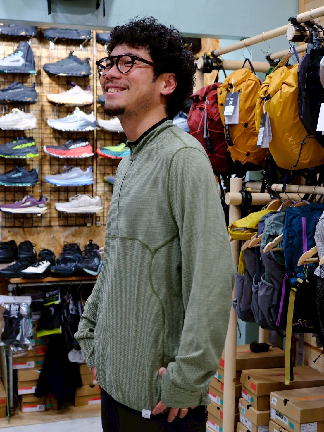 Live Wool Mix Half Zip(メリノウール・吸湿速乾・サムホール)【CAYL】