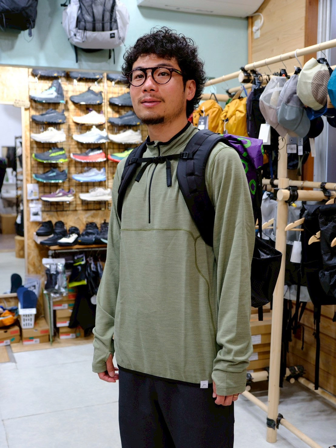 Live Wool Mix Half Zip(メリノウール・吸湿速乾・サムホール)【CAYL】
