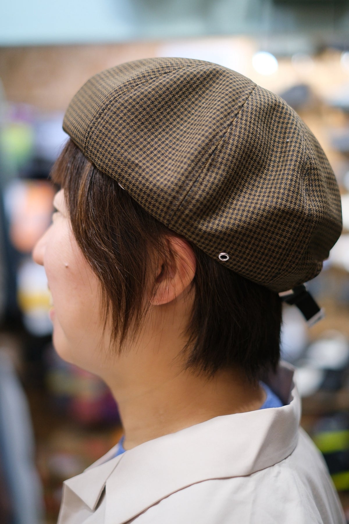 Ready To Beret h263-390(千鳥格子柄のベレー帽)【halo commodity】