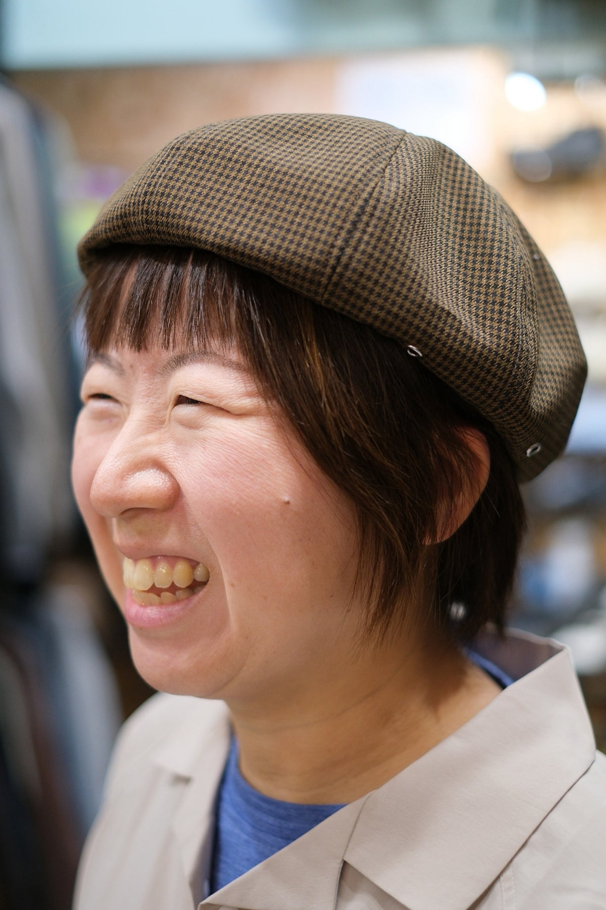 Ready To Beret h263-390(千鳥格子柄のベレー帽)【halo commodity】