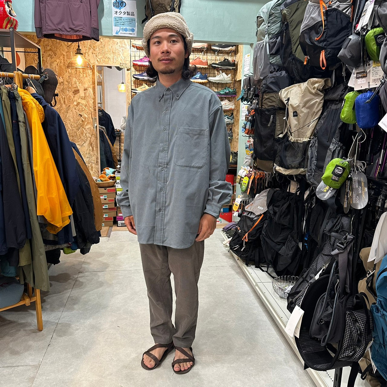 HIKE&BIKE CAVE CORDUROY BIG SHIRT【PAPEASKY】