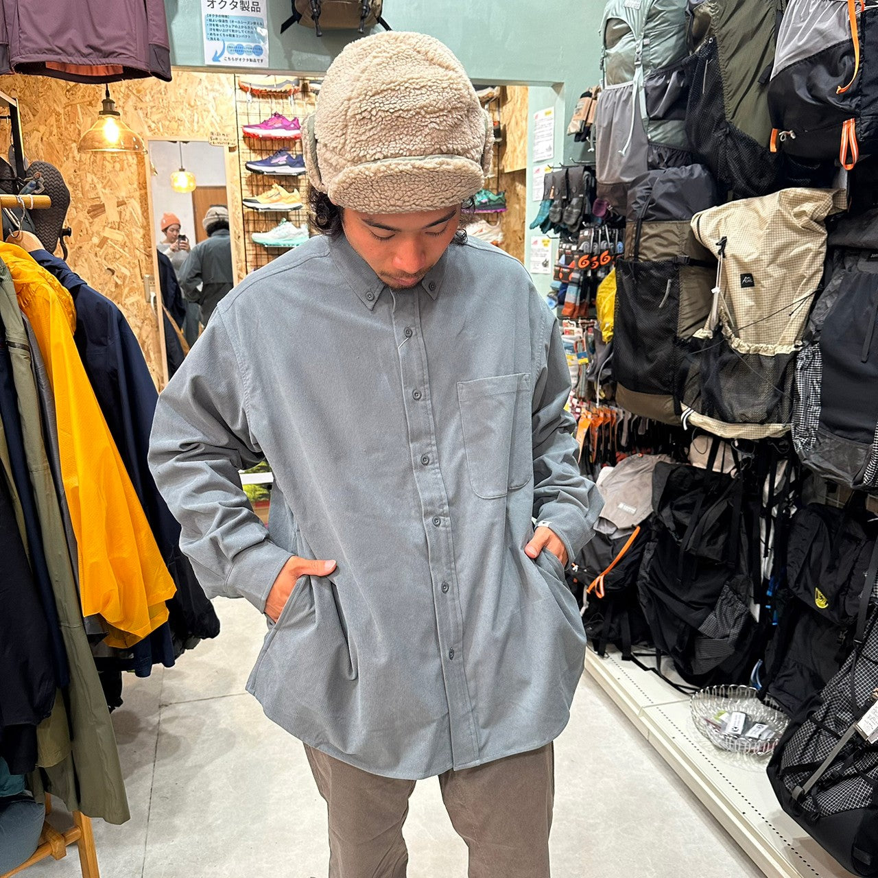 HIKE&BIKE CAVE CORDUROY BIG SHIRT【PAPEASKY】