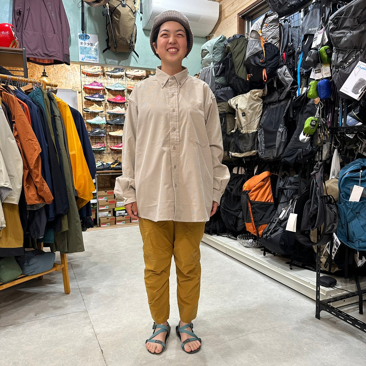 HIKE&BIKE CAVE CORDUROY BIG SHIRT【PAPEASKY】