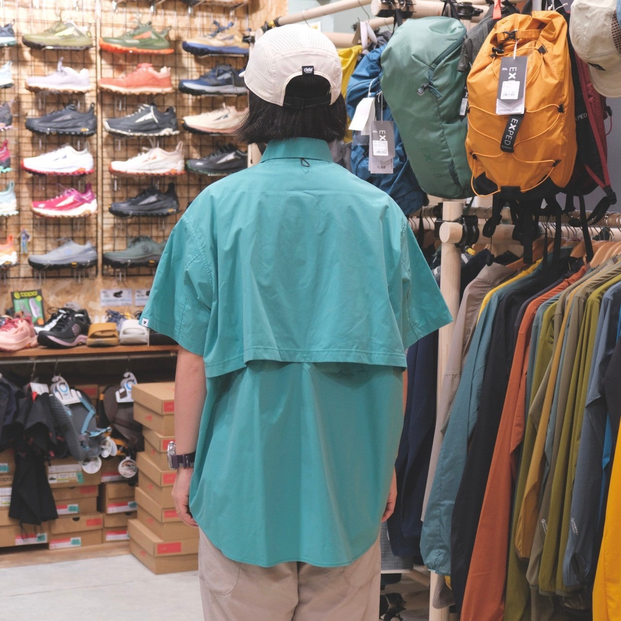 HIKE&BIKE CAVE BIG HALF SHIRTS(ポリエステル100%/ワイドな身幅で風が気持ち良い)【PAPERSKY】