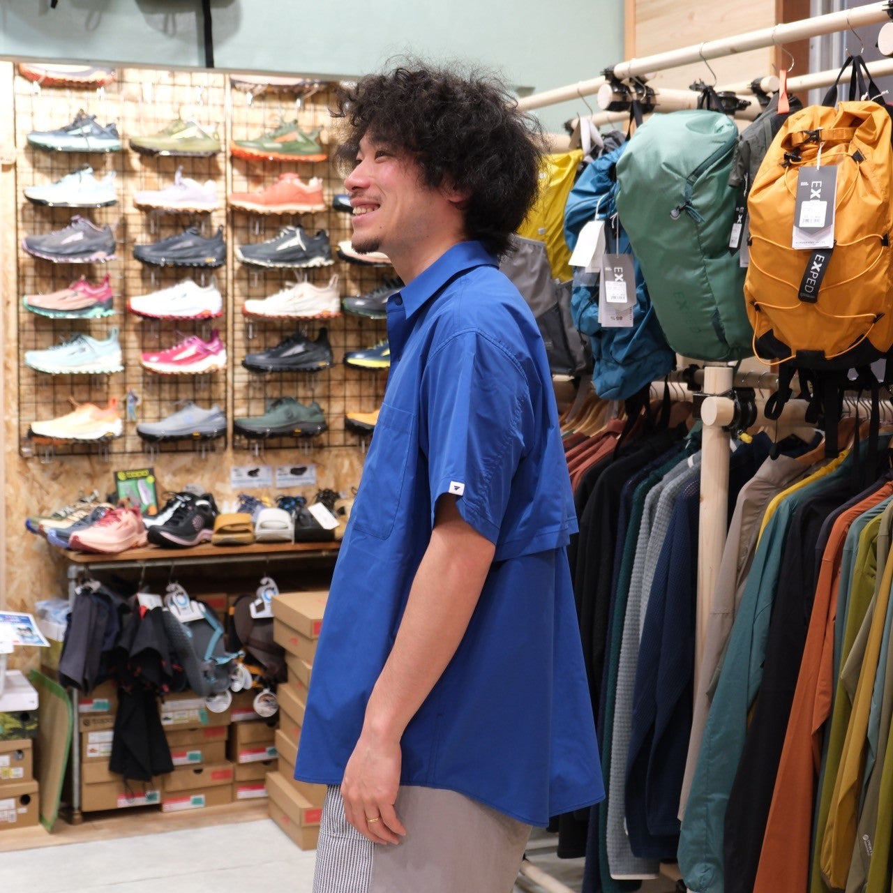 HIKE&BIKE CAVE BIG HALF SHIRTS(ポリエステル100%/ワイドな身幅で風が気持ち良い)【PAPERSKY】