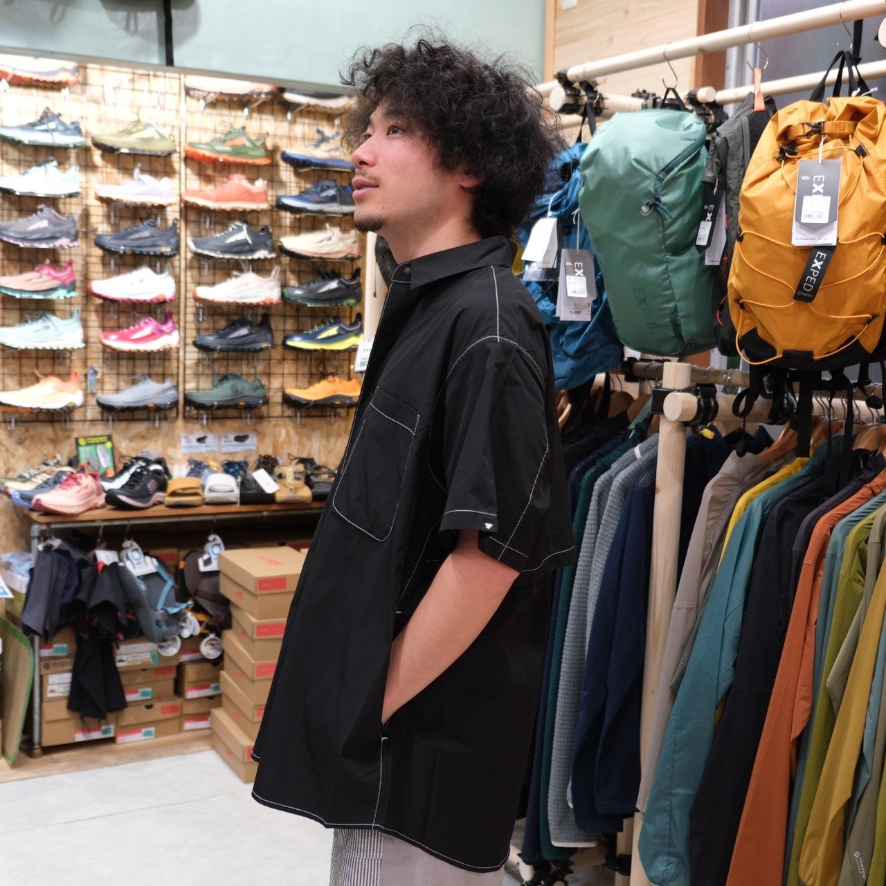 HIKE&BIKE CAVE BIG HALF SHIRTS(ポリエステル100%/ワイドな身幅で風が気持ち良い)【PAPERSKY】