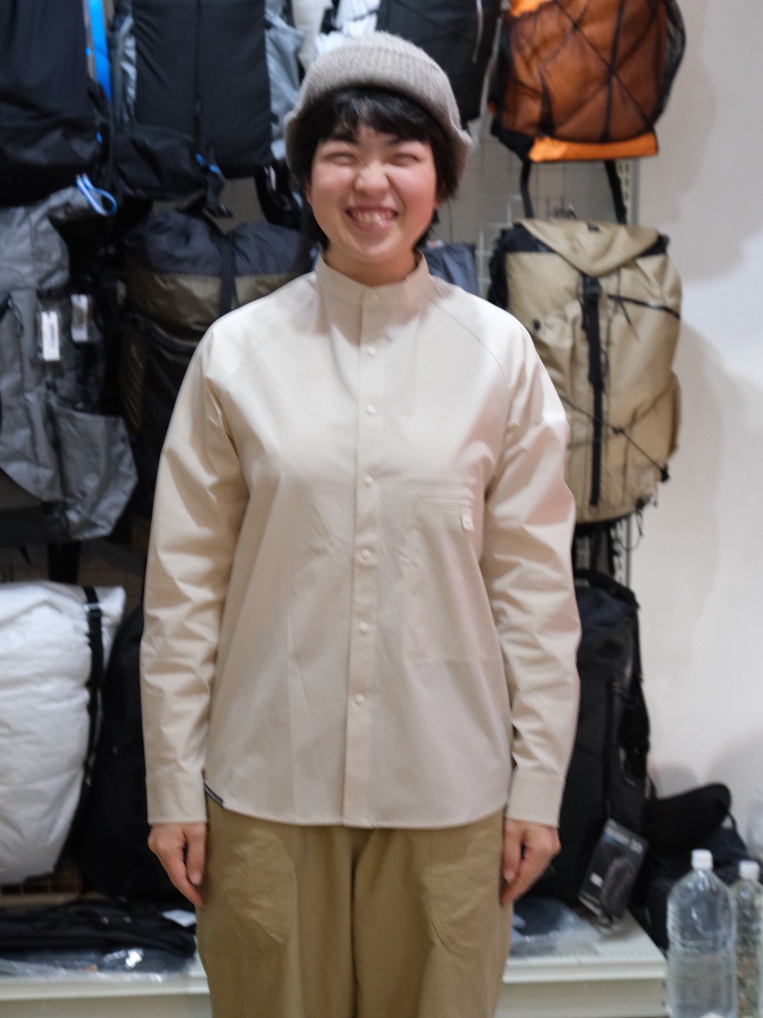 ソフトシェルのバンドカラーシャツ（秋冬春）【AXESQUIN ELEMENTS