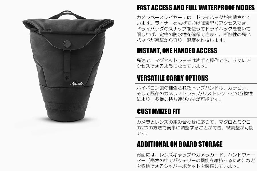 カメラベースレイヤー2.0(防水/中綿入りカメラケース)【Matador】