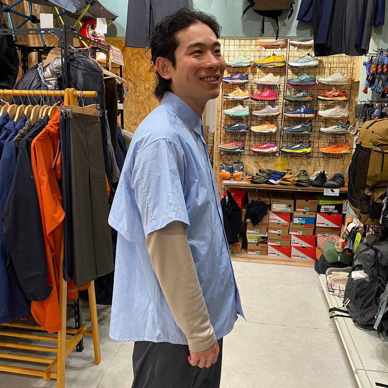 HIKE&BIKE CAVE BIG HALF SHIRTS(ポリエステル100%/ワイドな身幅で風が気持ち良い)【PAPERSKY】