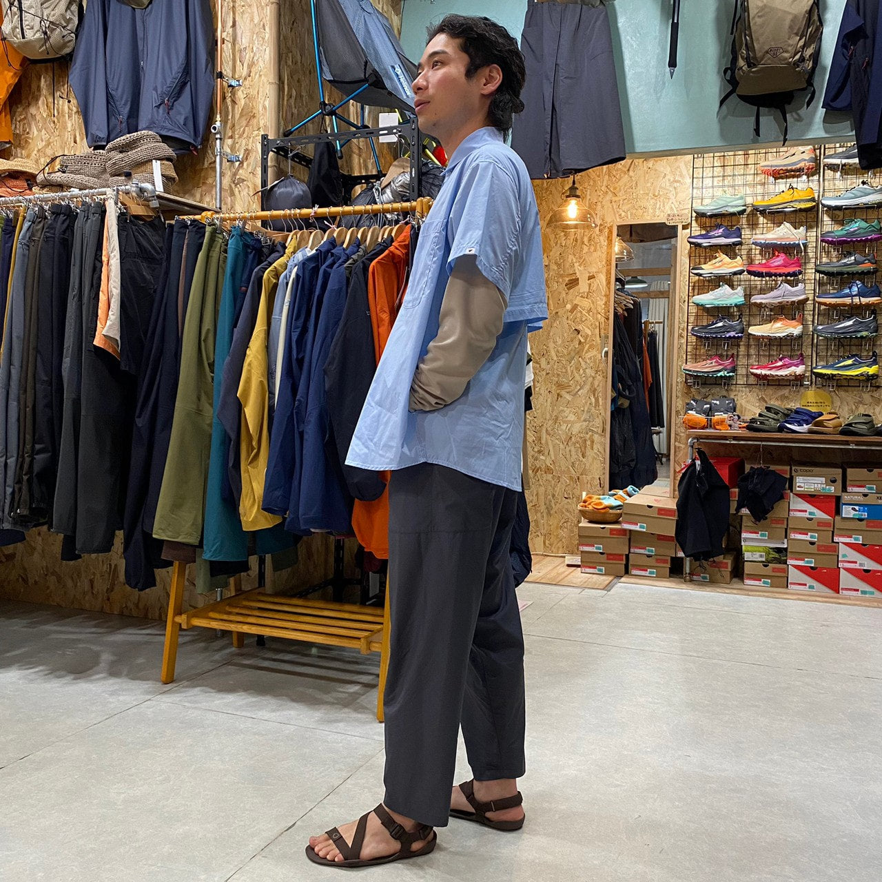 HIKE&BIKE CAVE BIG HALF SHIRTS(ポリエステル100%/ワイドな身幅で風が気持ち良い)【PAPERSKY】