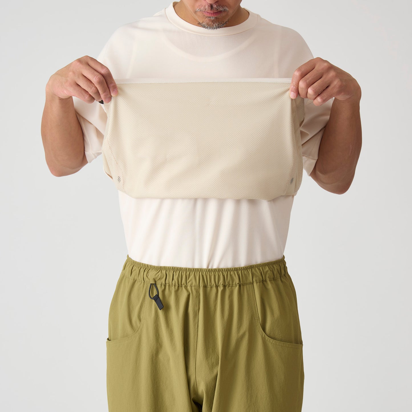 Haramaki SS Tee（汗をかくとお腹が冷えてしまう方におすすめ/腹巻付きウールT）【AXESQUIN】
