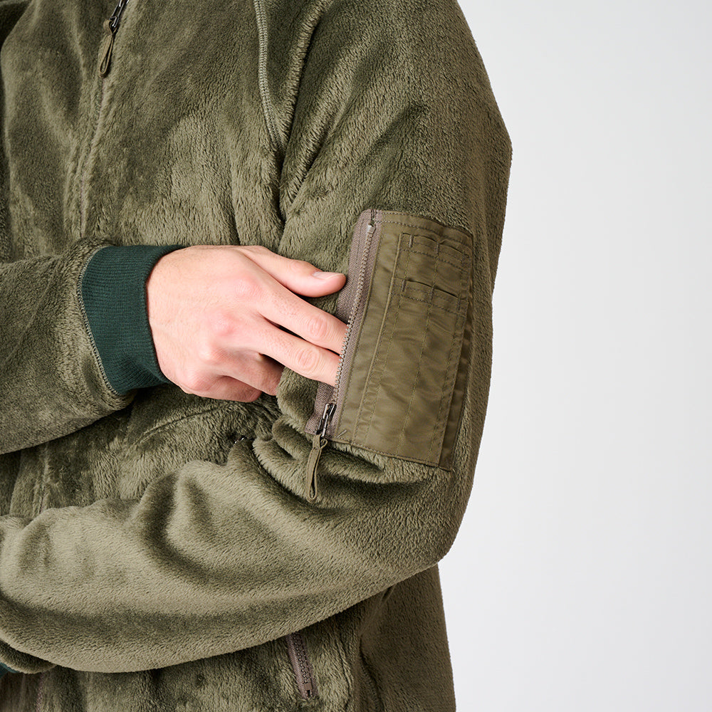 ハイロフトフリースのリブジャケット（軽量・保温・通気・左腕ポケット