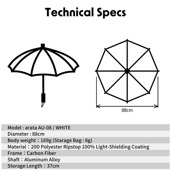 AU-08（ベストバランスの登山用折りたたみ傘）【arata】