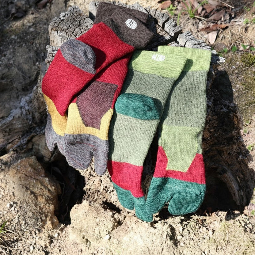 パフォーマンス ウール ロークルー 中厚 足袋（足袋型メリノウールソックス/ゴムの跡がつきにくい）【OLENO】