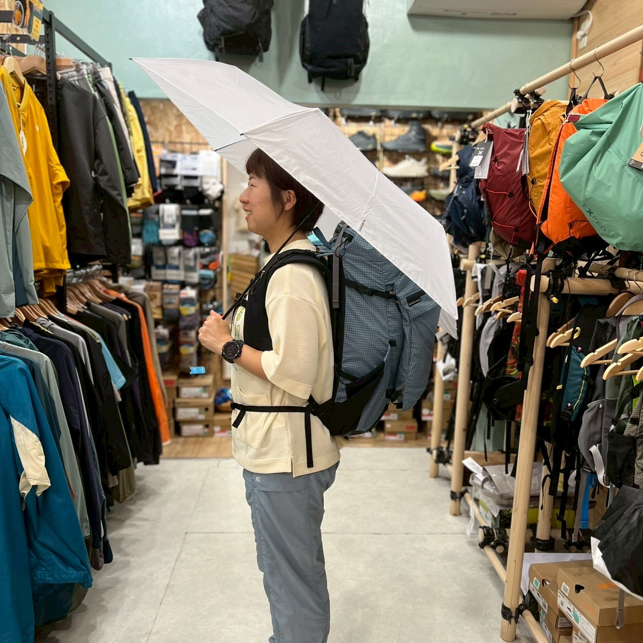 Airy wide U.L. umbrella（超軽量大型折り畳み傘）【EVERNEW】