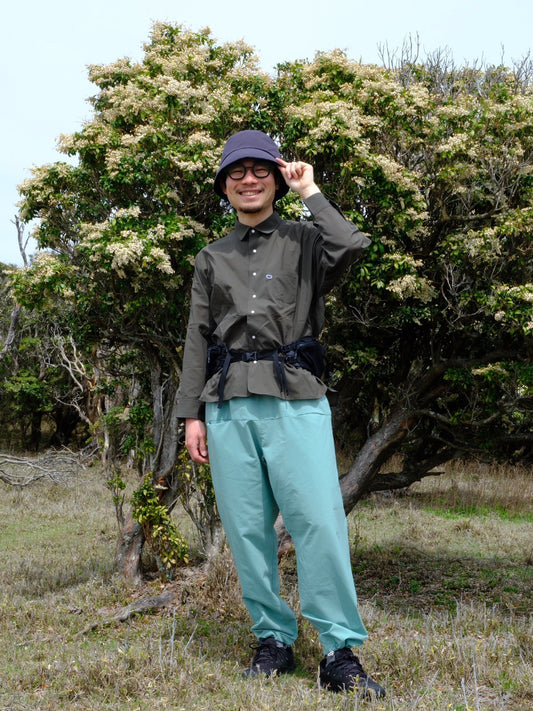 フラットパンツ Air（程よくゆったり/通気性抜群/汗染み気にならない）【SANKAKU STAND × AXESQUIN】 ※サンスタグリーン先行販売