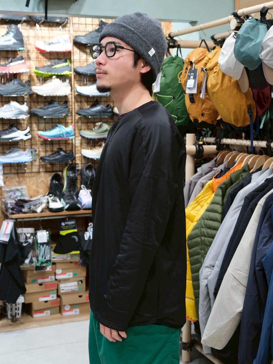 カルフワセーター（オクタの長袖ヘンリーネック）【AXESQUIN 凌】