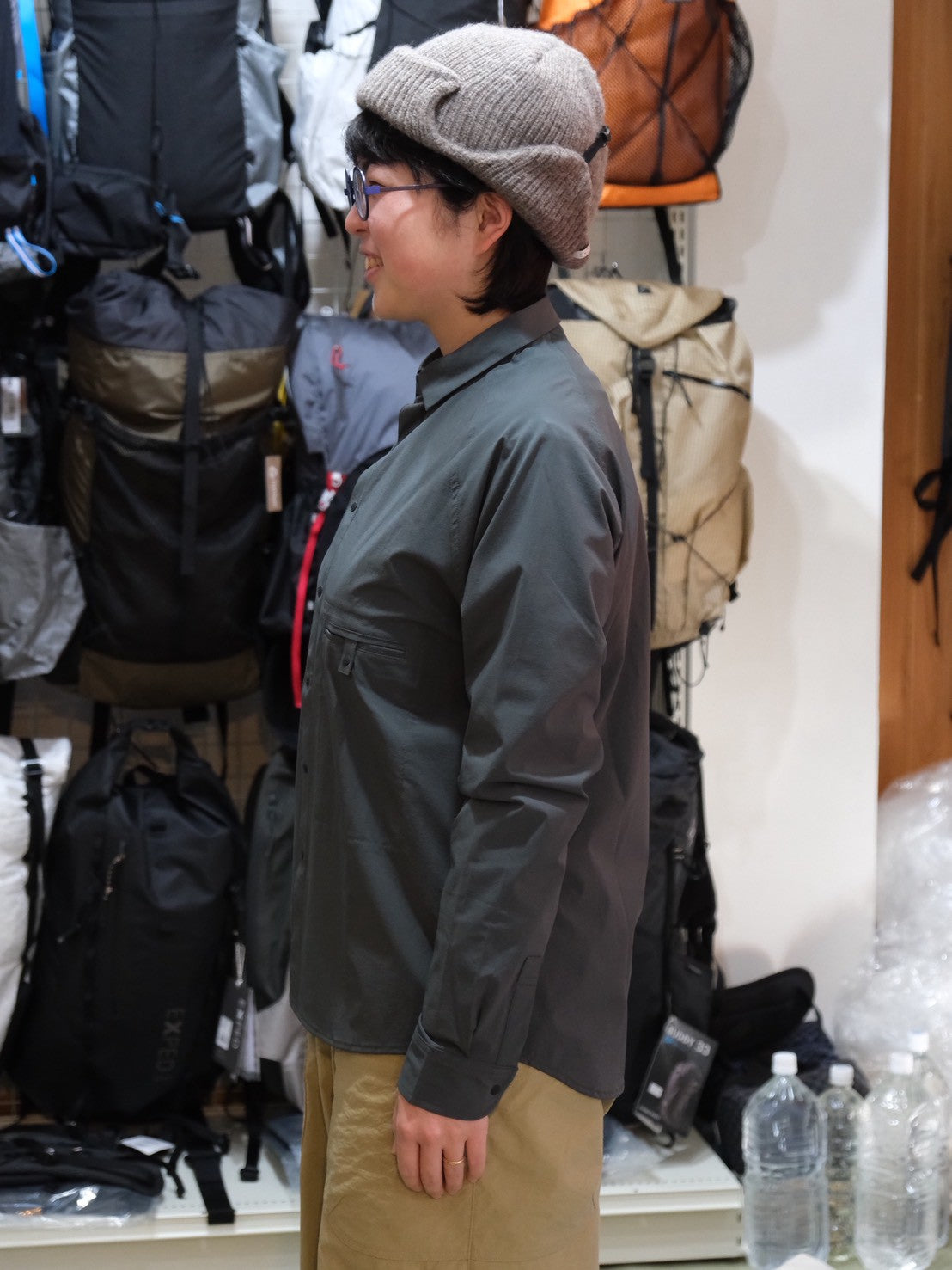 ソフトシェルのショートカラーシャツ（秋冬春）【AXESQUIN ELEMENTS】 ★旧製品の為、30％OFF