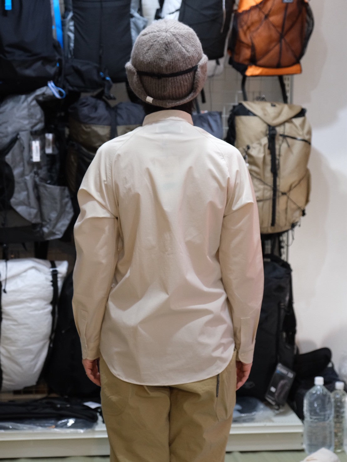 ソフトシェルのバンドカラーシャツ（秋冬春）【AXESQUIN ELEMENTS】★旧製品の為、30％OFF