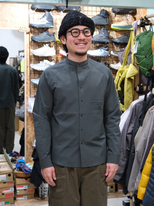 ソフトシェルのショートカラーシャツ（秋冬春）【AXESQUIN ELEMENTS】 ★旧製品の為、30％OFF