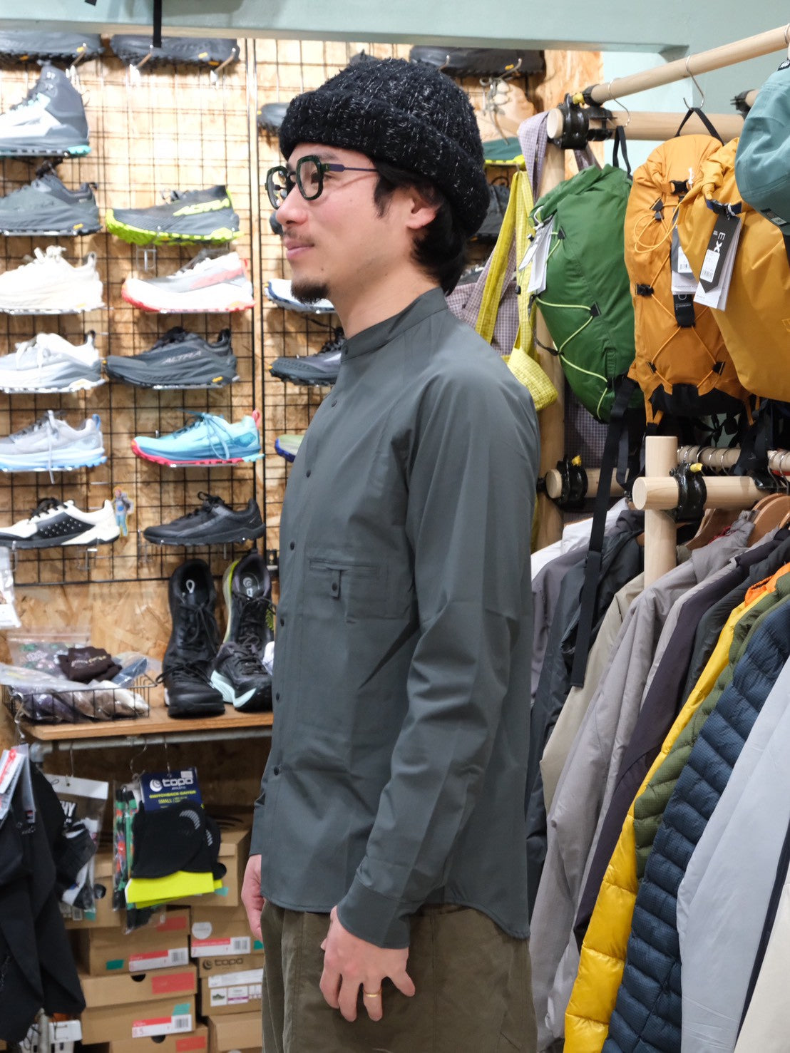 ソフトシェルのショートカラーシャツ（秋冬春）【AXESQUIN ELEMENTS】 ★旧製品の為、30％OFF