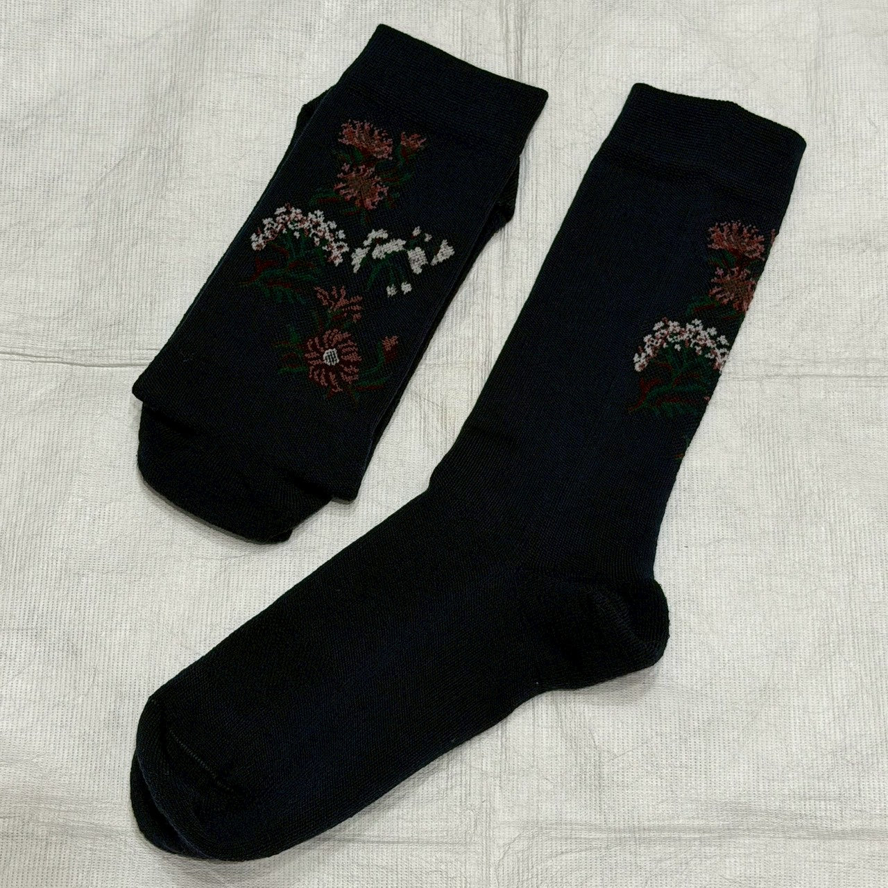 高山植物図鑑（耐久性◎／お花の刺繍が可愛いメリノウールソックス）【laceflowersocks】