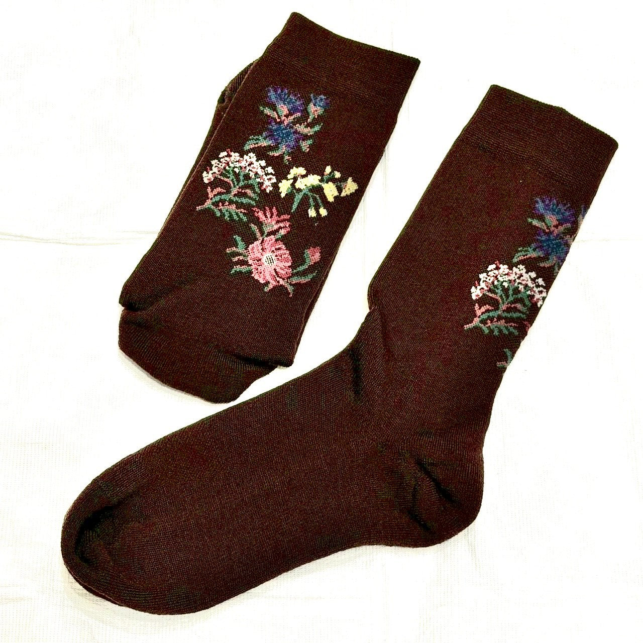 高山植物図鑑（耐久性◎／お花の刺繍が可愛いメリノウールソックス）【laceflowersocks】