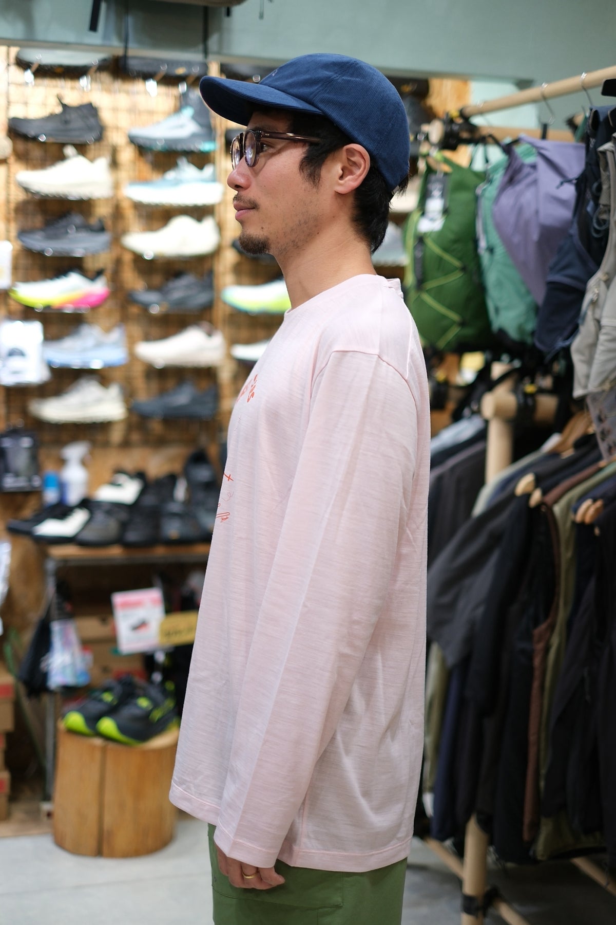 SRI.RAMANA.RITA.YOGUE×[sn] Printed L/Sleeve T-Shirt（メリノウール50％・ポリエステル50％/薄手）【[sn]】